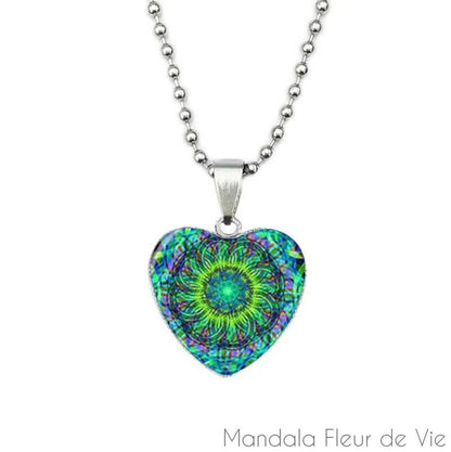 Pendentif Mandala Fleur Cœur