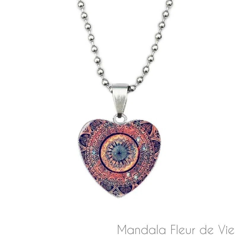 Pendentif Mandala Fleur Cœur