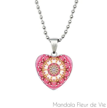 Pendentif Mandala Fleur Cœur