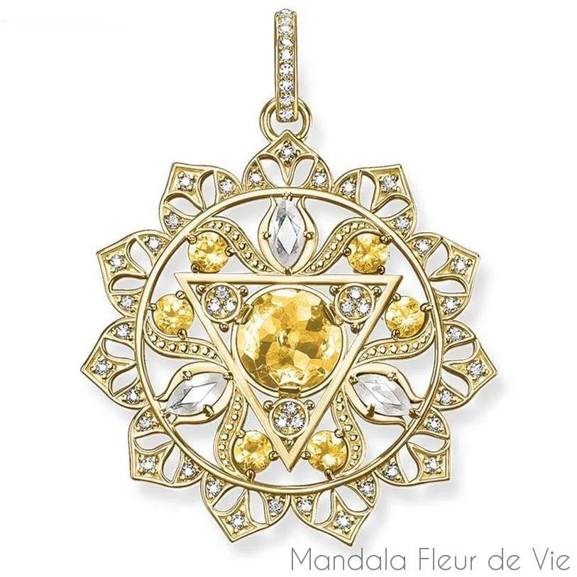 Pendentif Mandala Fleur de Soleil en argent