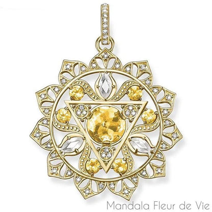 Pendentif Mandala Fleur de Soleil en argent