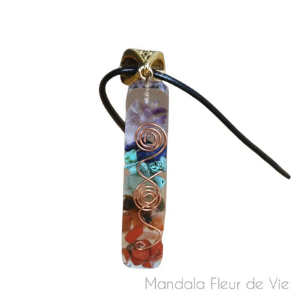 Pendentif Orgonite 7 Chakras - Mandala Fleur de vie