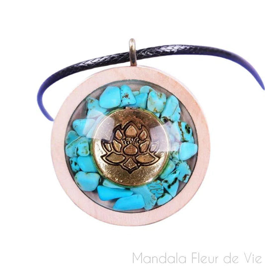 Pendentif Orgonite Lotus & Bois