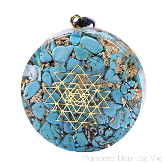 Pendentif Orgonite Sri Yantra - Mandala Fleur de vie