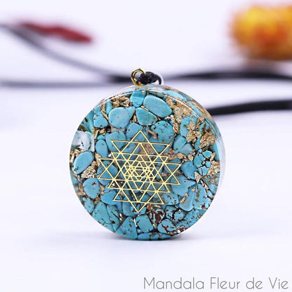 Pendentif Orgonite Sri Yantra - Mandala Fleur de vie