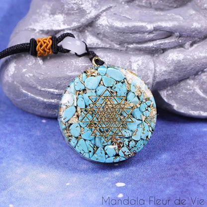 Pendentif Orgonite Sri Yantra - Mandala Fleur de vie