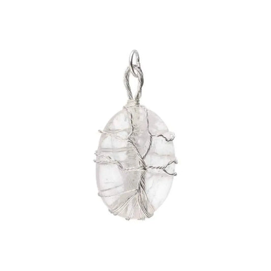 Collier Pendentif Quartz Arbre de Vie 