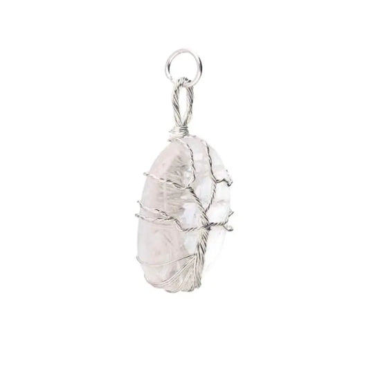 Femme pendentif quartz arbre de vie