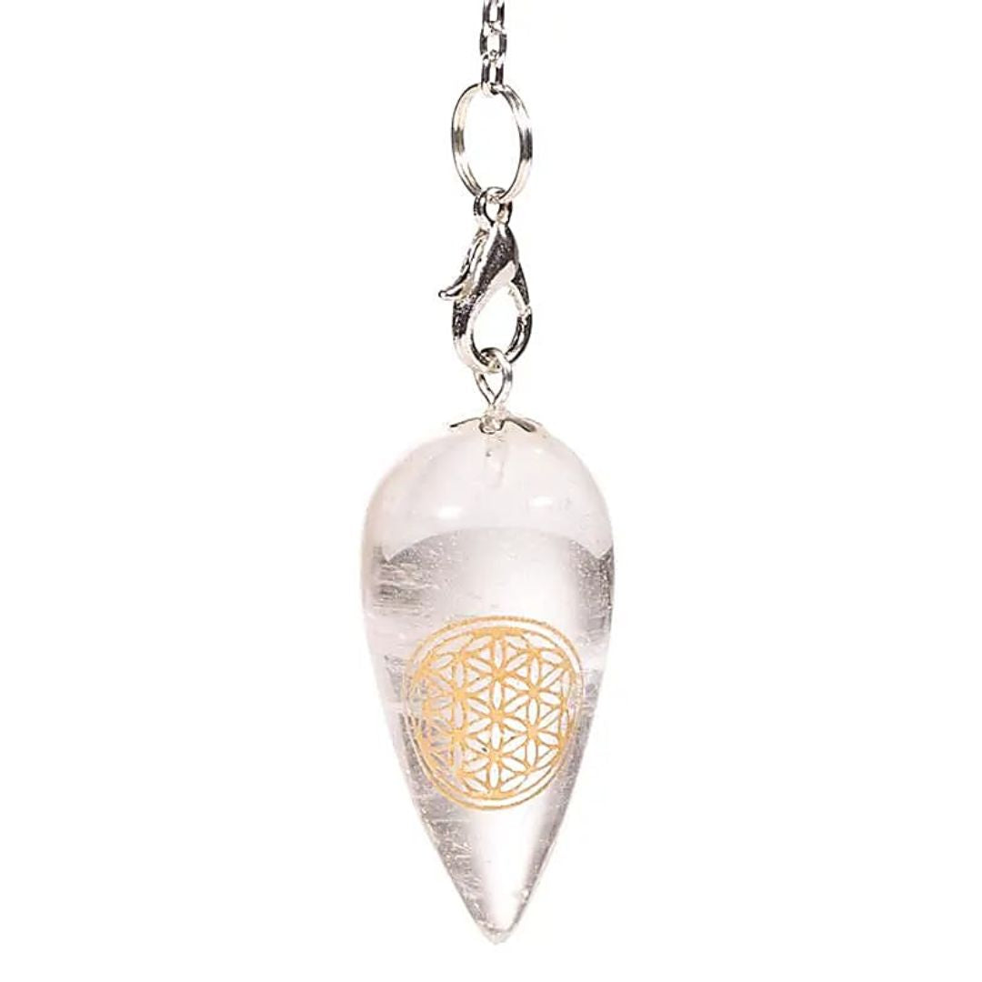 Pendule Fleur de Vie - Cristal de Roche Mandala Fleur de vie