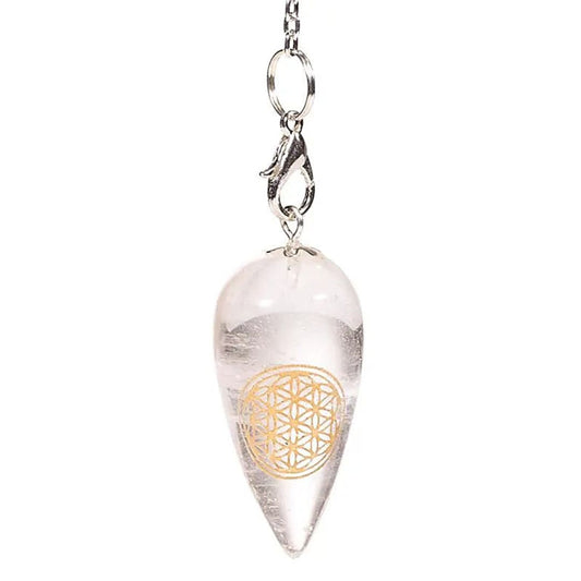 Pendule Fleur de Vie - Cristal de Roche Mandala Fleur de vie