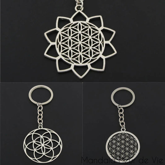 Porte-clés ou bijou de sac Fleur de vie Mandala Fleur de vie