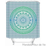 Rideau de Douche <br> Bleu et vert imprimé Mandala