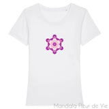 T Shirt Femme Cube de Métatron Violet/Rose en Coton Bio