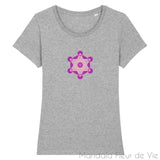 T Shirt Femme Cube de Métatron Violet/Rose en Coton Bio