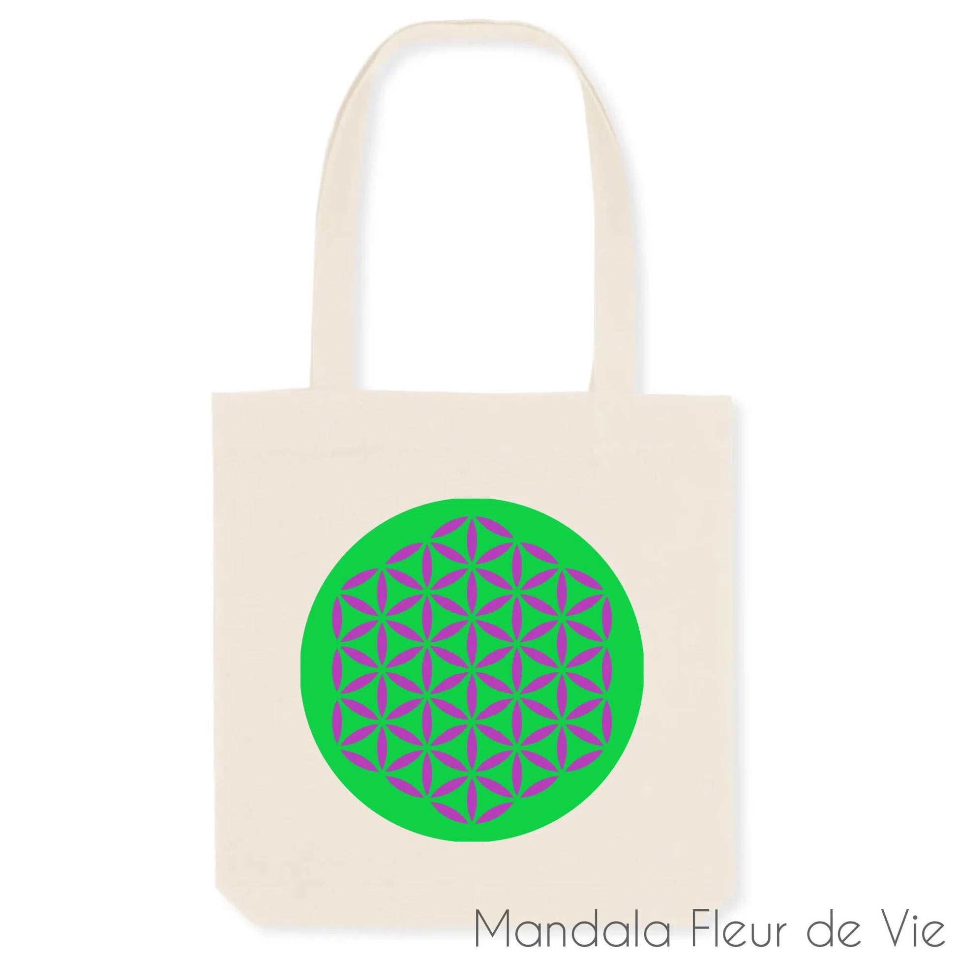 Sac en Coton Bio imprimé Fleur de Vie Mandala Fleur de vie