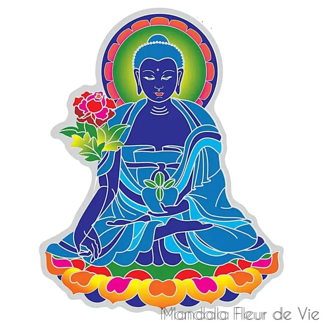 Sticker Fenêtre Bouddha Médecine - Mandala Fleur de vie