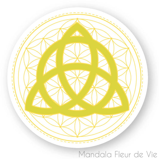 Sticker Fleur de Vie Triquetra Jaune Or