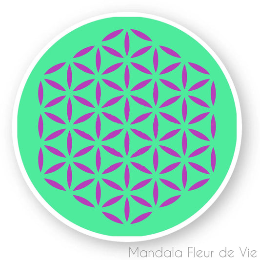 Stickers Fleur de Vie Vert d'eau & Mauve