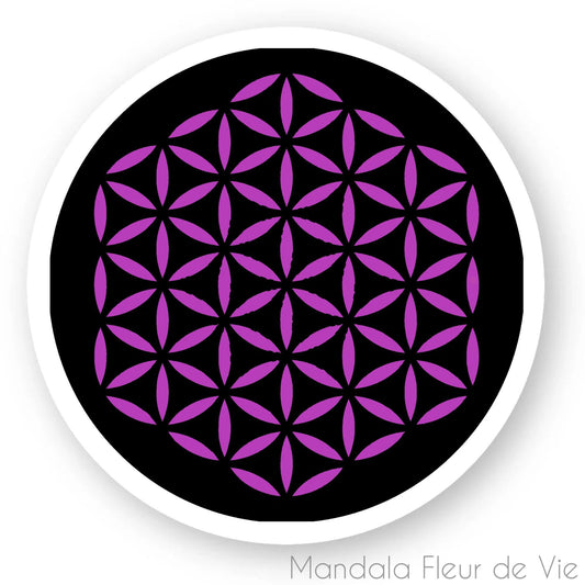 Stickers Fleur de vie Mauve & Noir