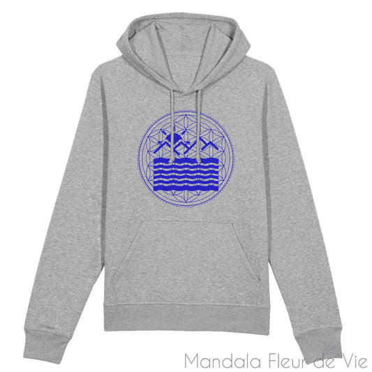 Sweat Mandala Fleur de Vie Océan Bleu Azur