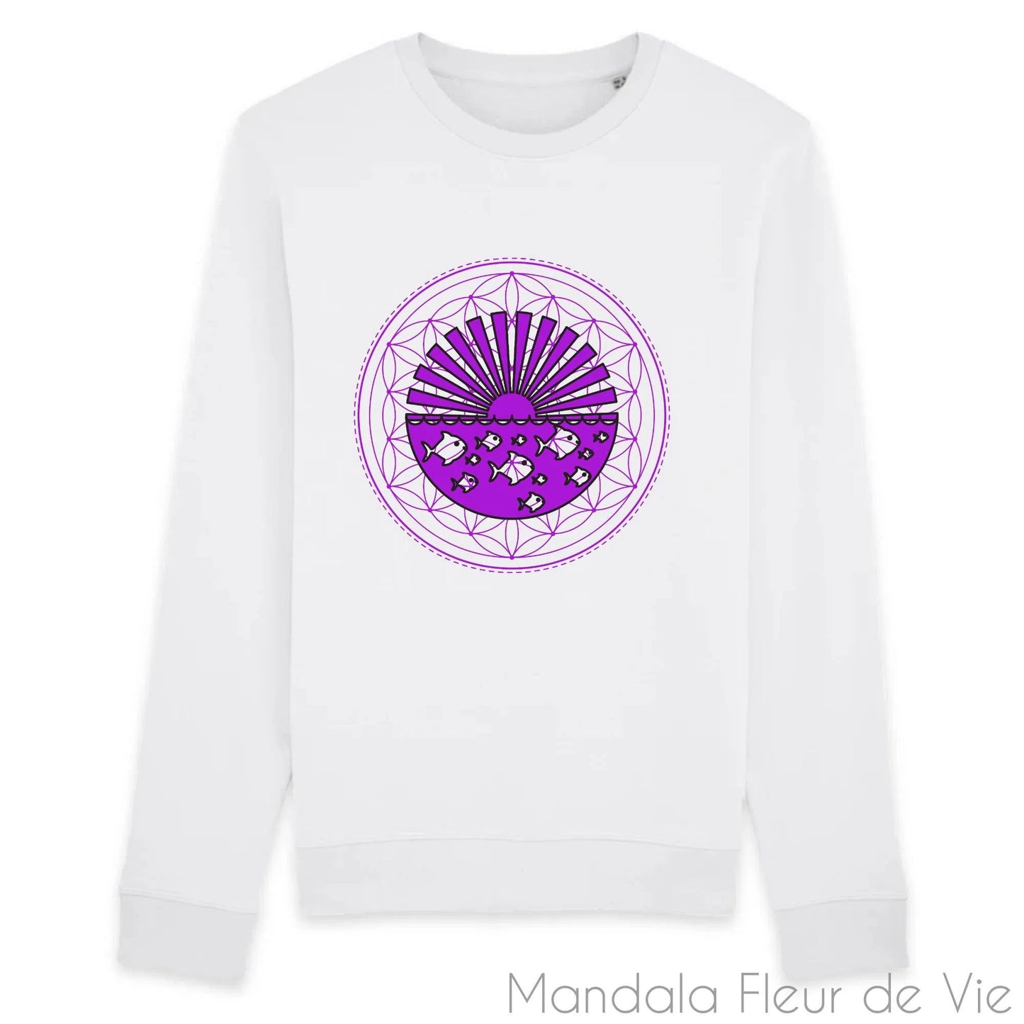 Sweat en Coton Bio Mandala Fleur de Vie Coucher de soleil