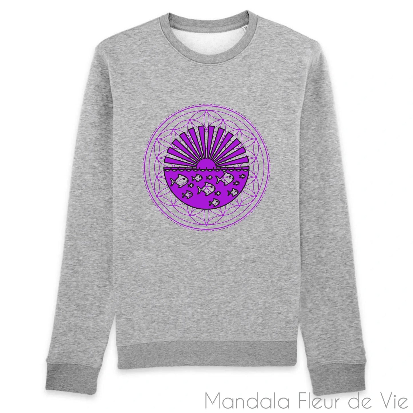 Sweat en Coton Bio Mandala Fleur de Vie Coucher de soleil