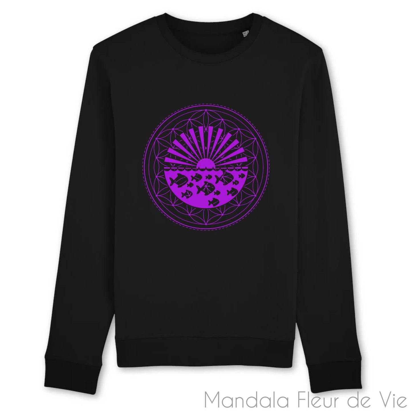 Sweat en Coton Bio Mandala Fleur de Vie Coucher de soleil