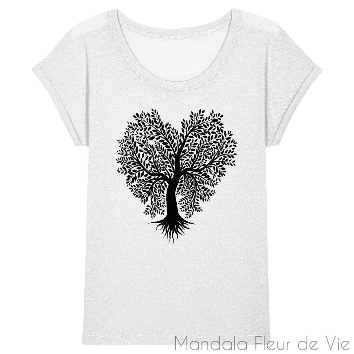 T-Shirt Femme Arbre de Vie Cœur - Mandala Fleur de vie