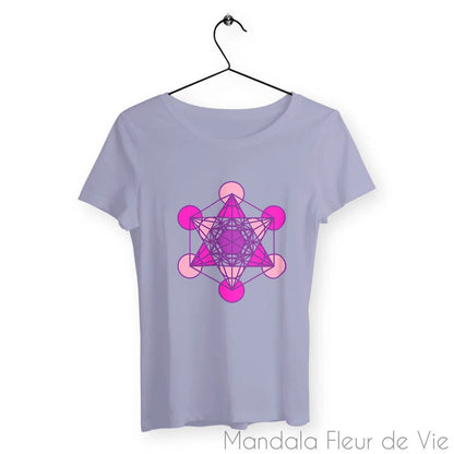 T Shirt Femme Cube de Métatron Nuances de Roses - Mandala Fleur de vie