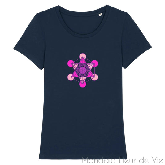 T Shirt Femme Cube de Métatron "nuances de Roses"