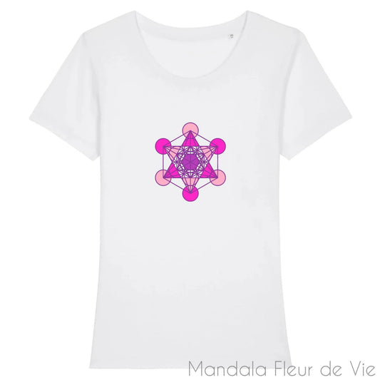 T Shirt Femme Cube de Métatron "nuances de Roses"
