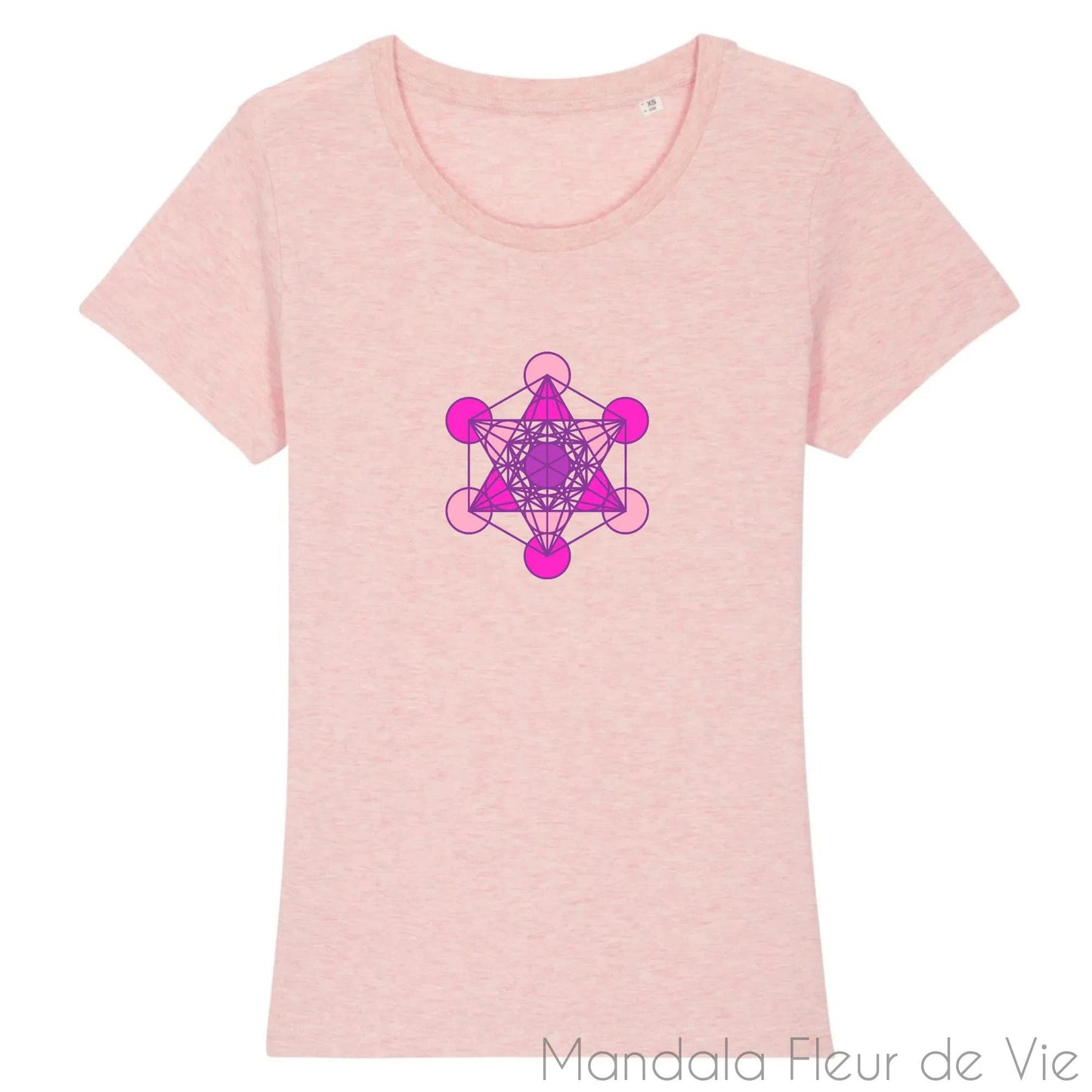 T Shirt Femme Cube de Métatron "nuances de Roses"