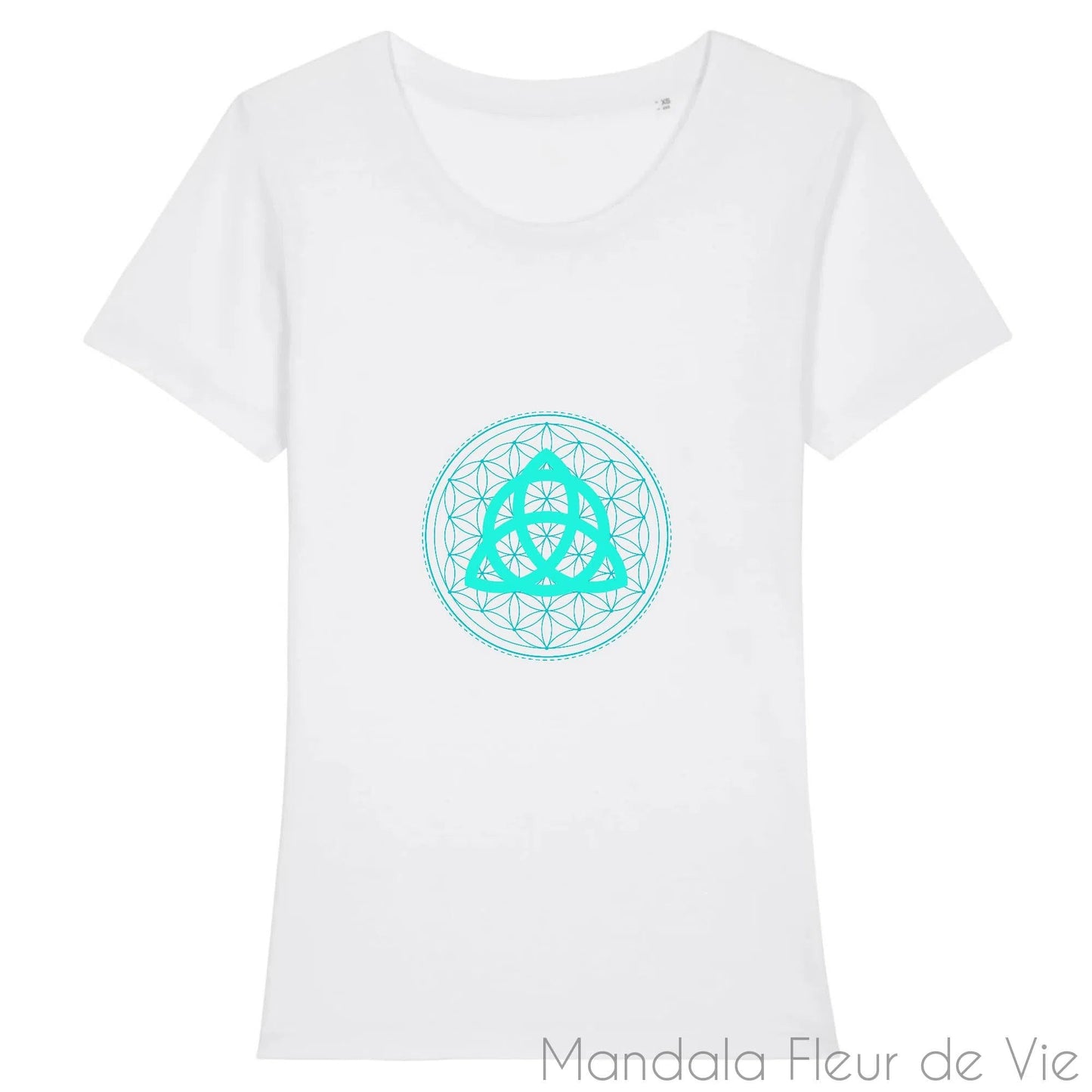 T Shirt Femme Fleur de Vie Triquetra Turquoise