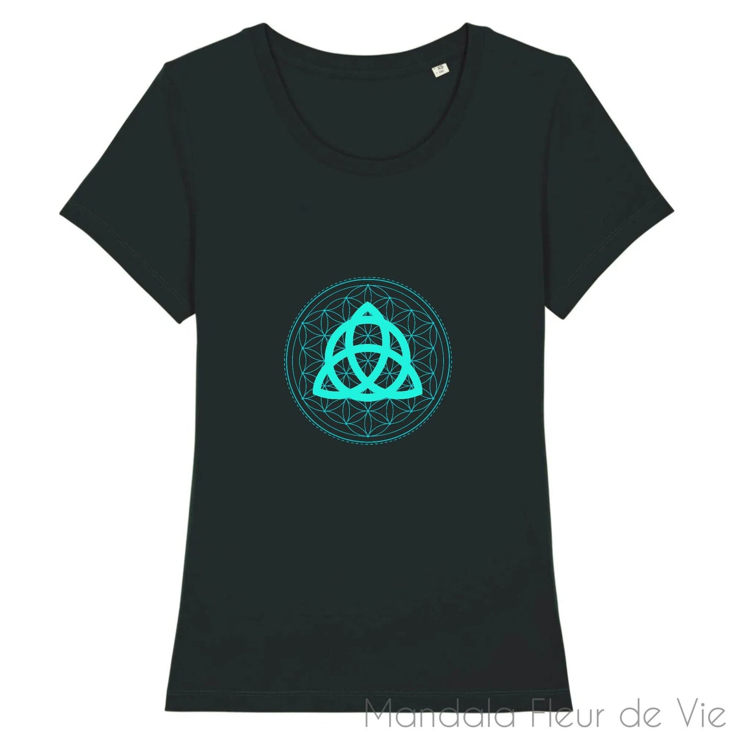 T Shirt Femme Fleur de Vie Triquetra Turquoise