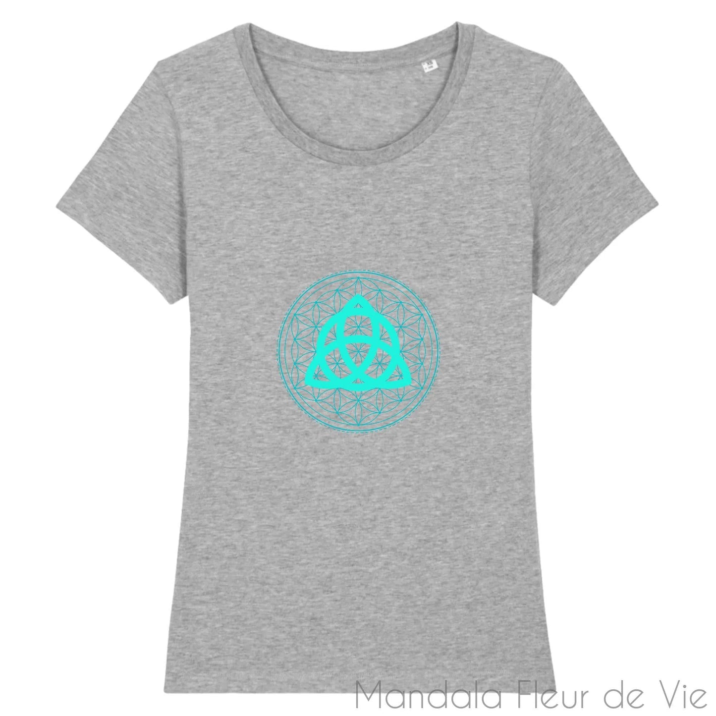 T Shirt Femme Fleur de Vie Triquetra Turquoise