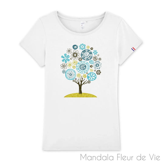 T-Shirt Femme Mandala Arbre de Vie, 100% Made in France