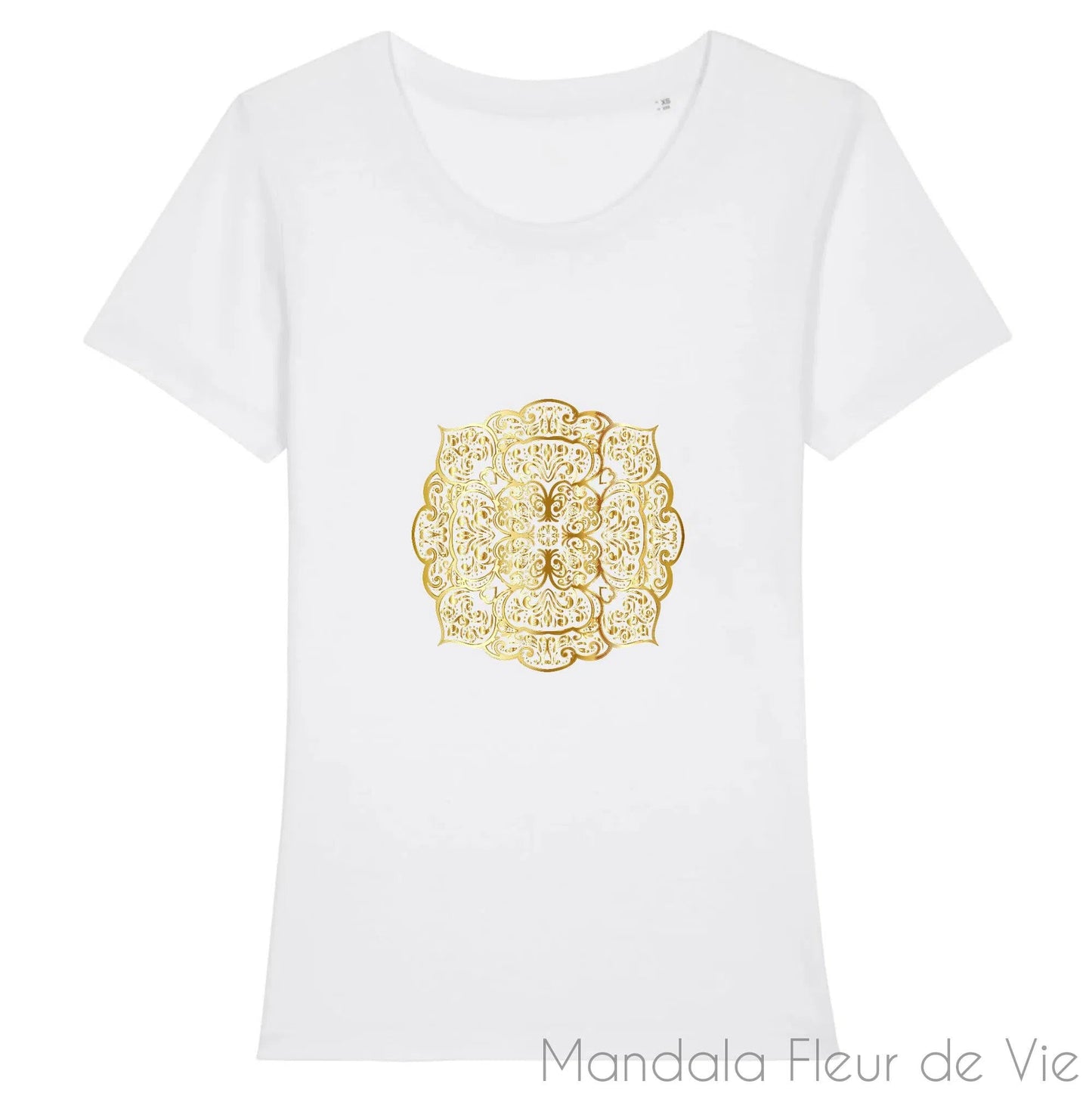 T Shirt Femme Mandala Fleur Or