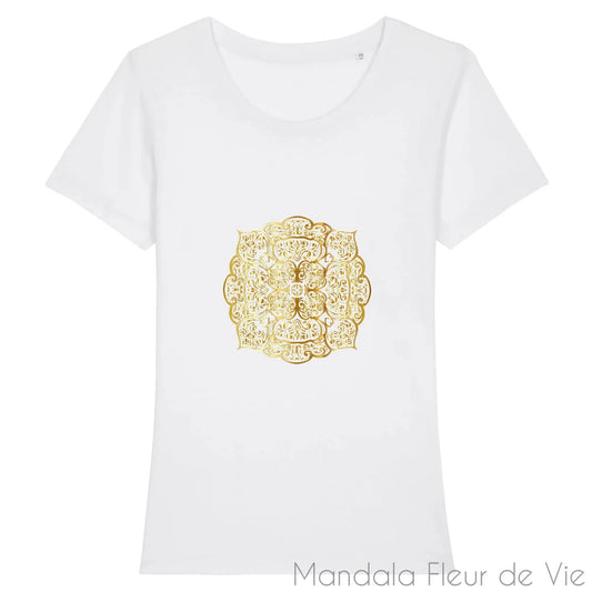 T Shirt Femme Mandala Fleur Or