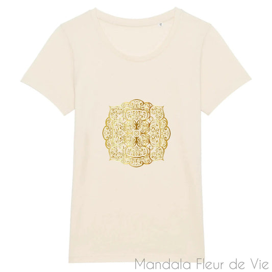 T Shirt Femme Mandala Fleur Or