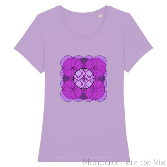 T-Shirt Femme Mandala Fleur de Vie Violette