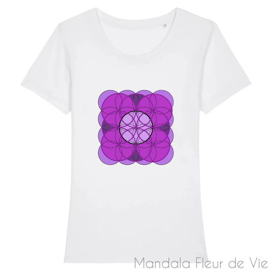 T-Shirt Femme Mandala Fleur de Vie Violette