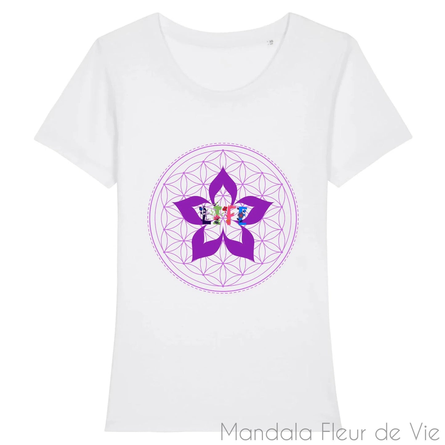 T Shirt Femme Mandala Fleur de Vie "LIFE"