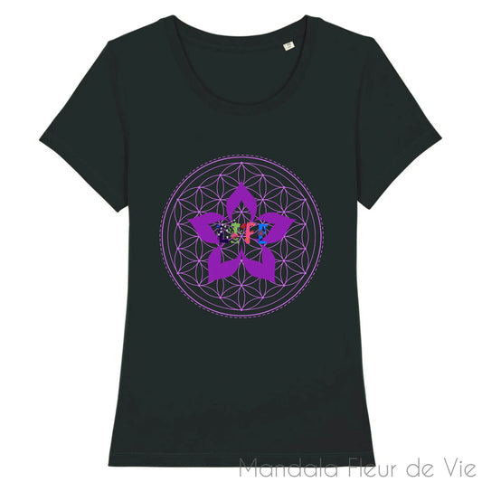 T Shirt Femme Mandala Fleur de Vie "LIFE"