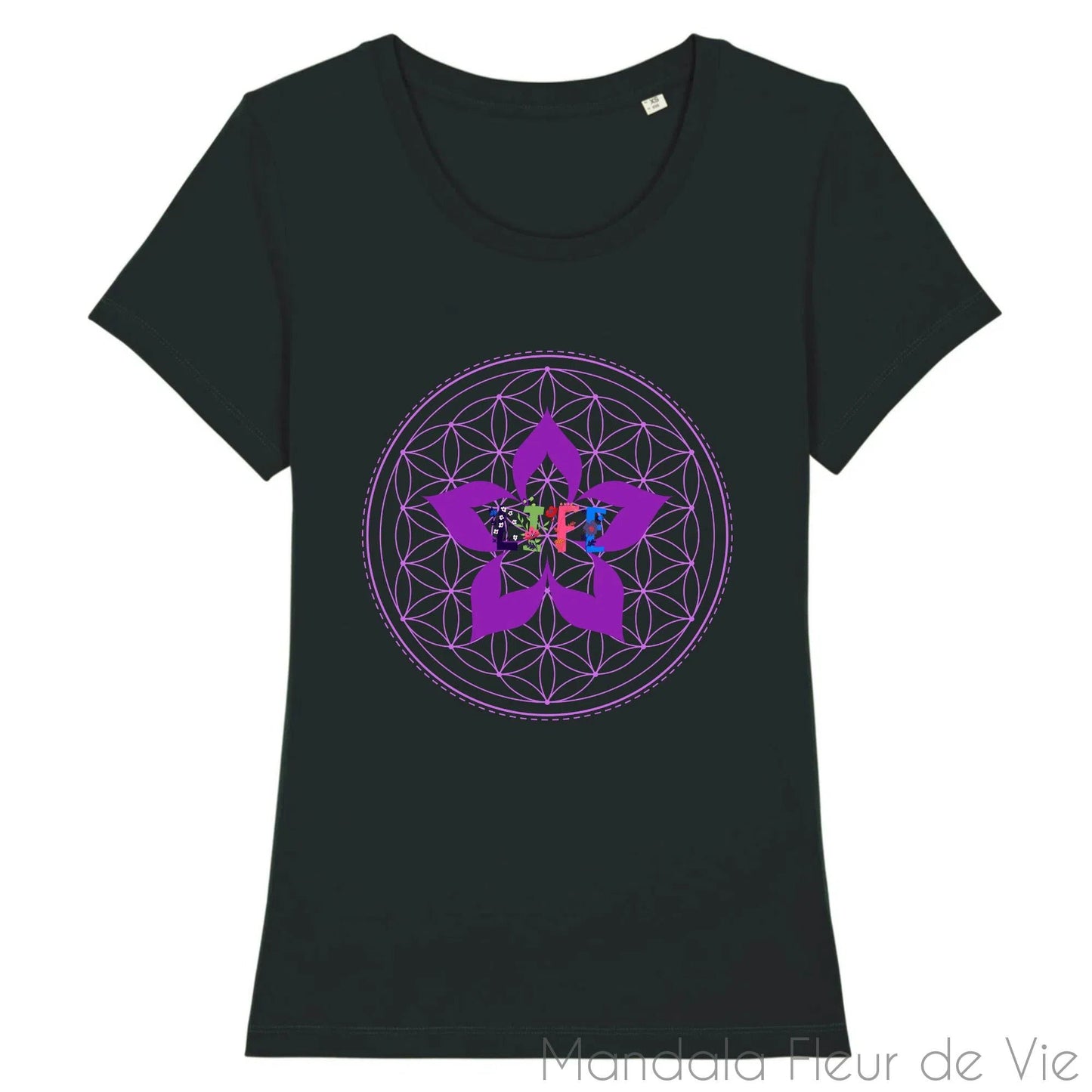 T Shirt Femme Mandala Fleur de Vie "LIFE"