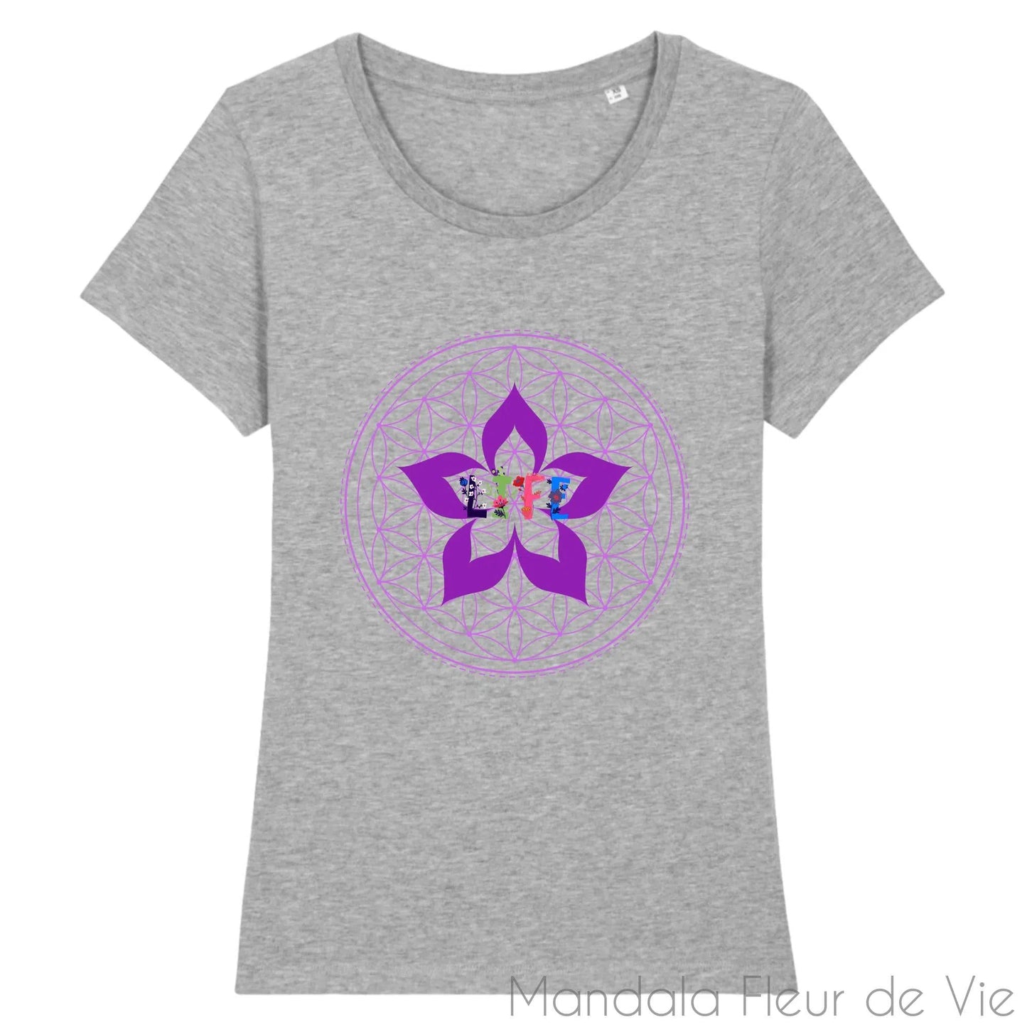 T Shirt Femme Mandala Fleur de Vie "LIFE"