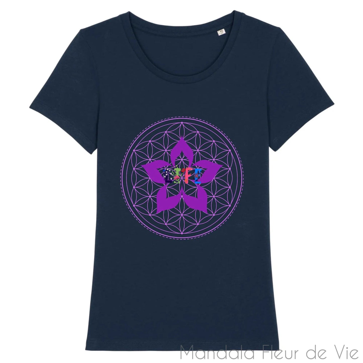 T Shirt Femme Mandala Fleur de Vie "LIFE"