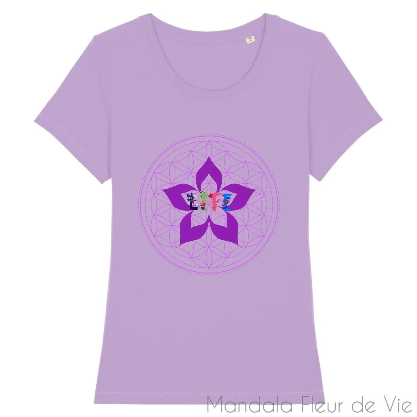 T Shirt Femme Mandala Fleur de Vie "LIFE"