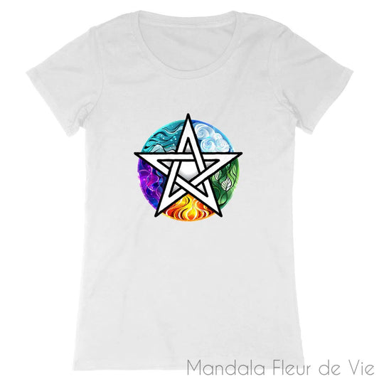 T-Shirt Femme Pentagramme 5 Eléments - Mandala Fleur de vie