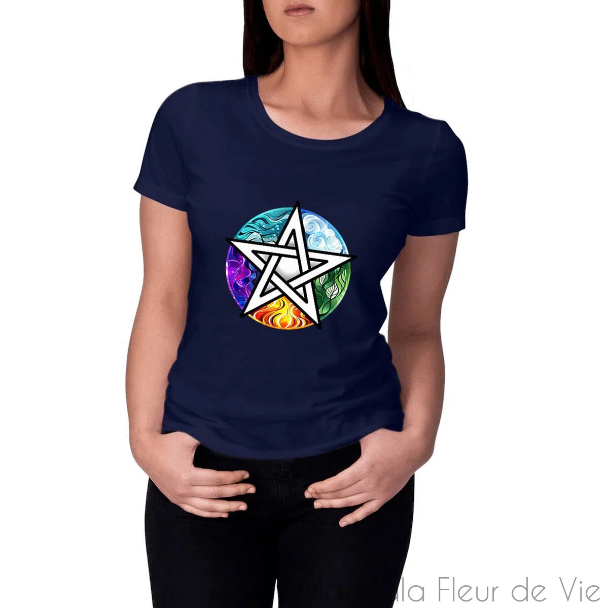 T-Shirt Femme Pentagramme 5 Eléments - Mandala Fleur de vie