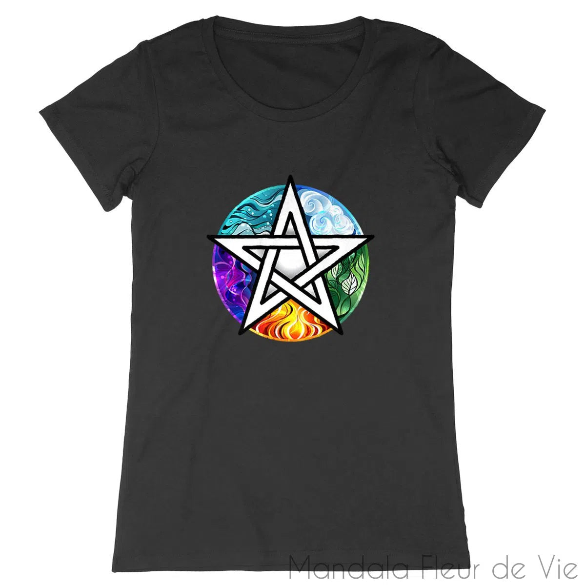 T-Shirt Femme Pentagramme 5 Eléments - Mandala Fleur de vie